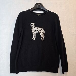 Novelty Dalmation Dog Black Cashmere Sweater Charter Club XL
